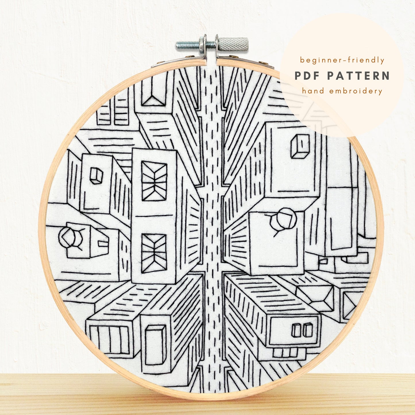 Bird's Eye View Geometric Modern Embroidery Art PDF Sewing Pattern