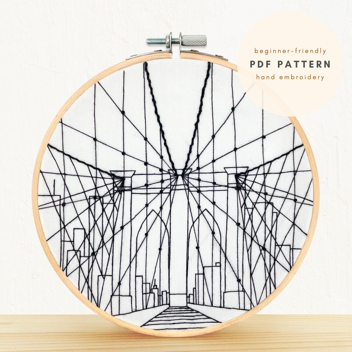 Brooklyn Bridge PDF NYC Embroidery Pattern Digital Download