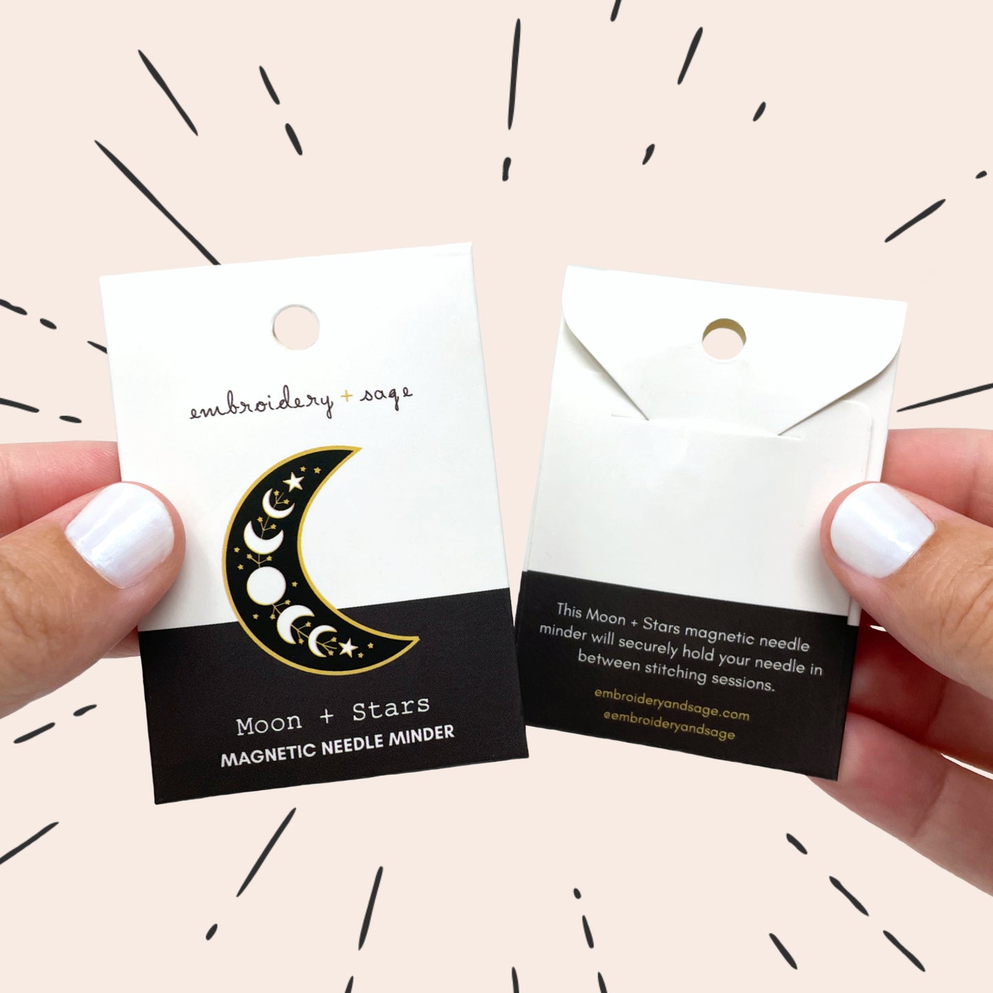 Moon + Stars magnetic needle minder eco-friendly packaging