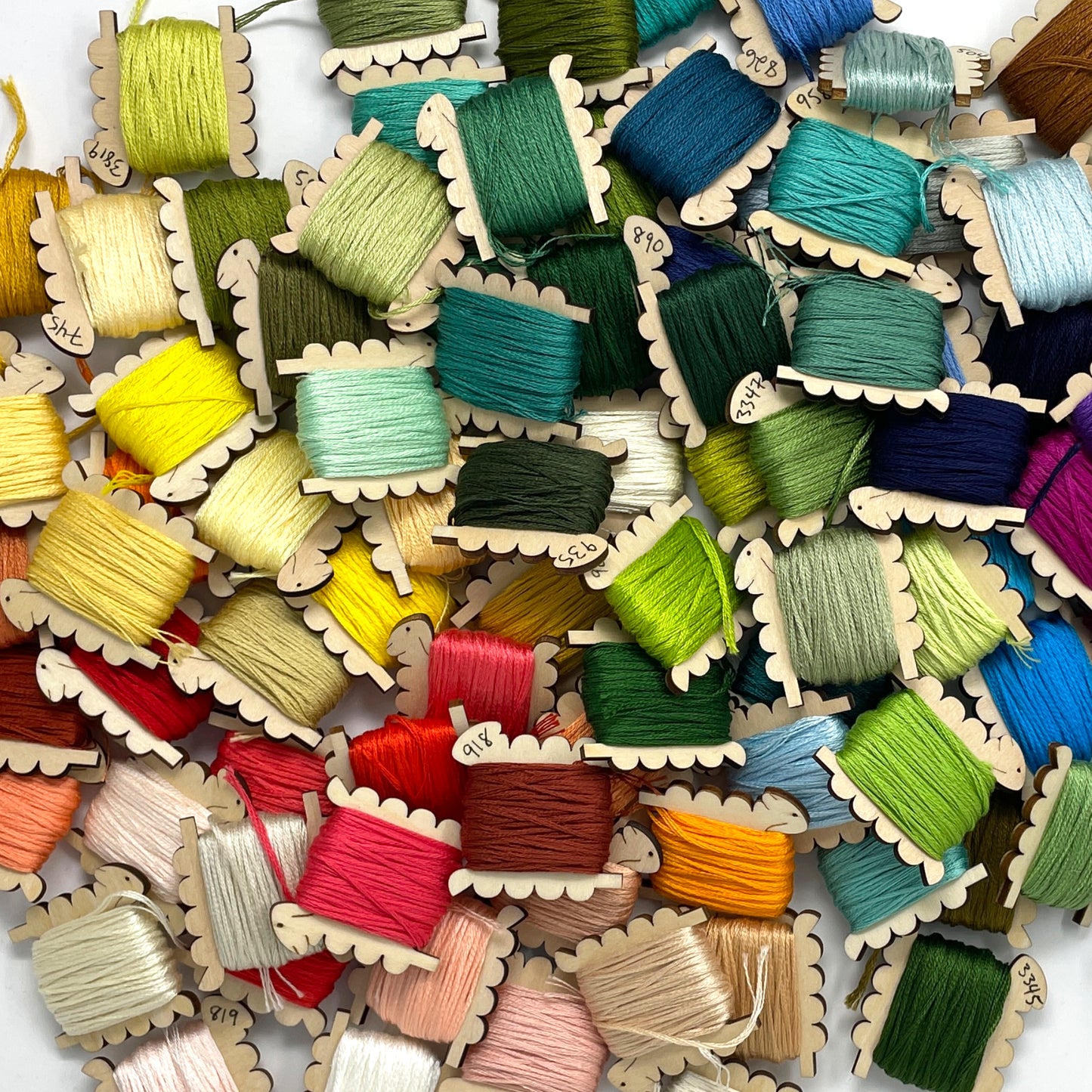 Nordic Sheep - Wood Thread Bobbins - Set of 10