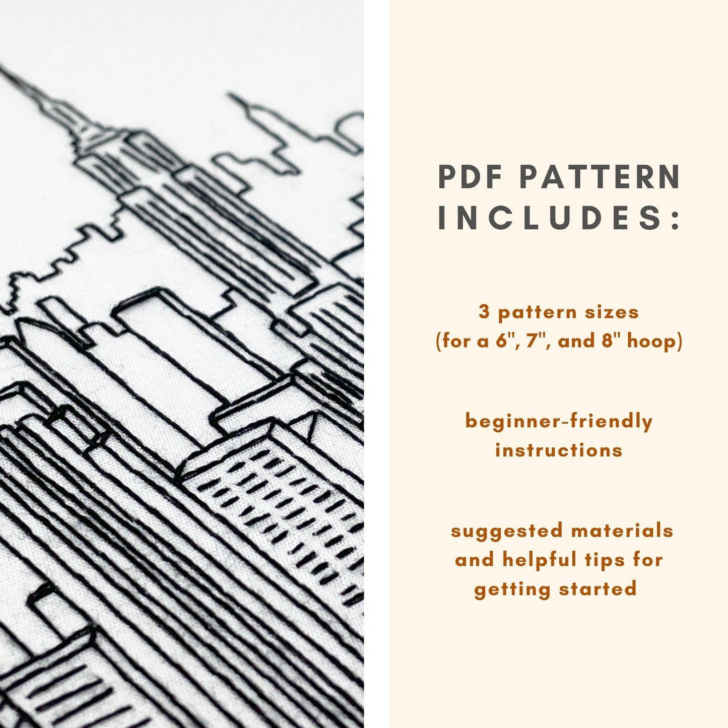 PDF Embroidery Pattern- Top of the Rock | NYC