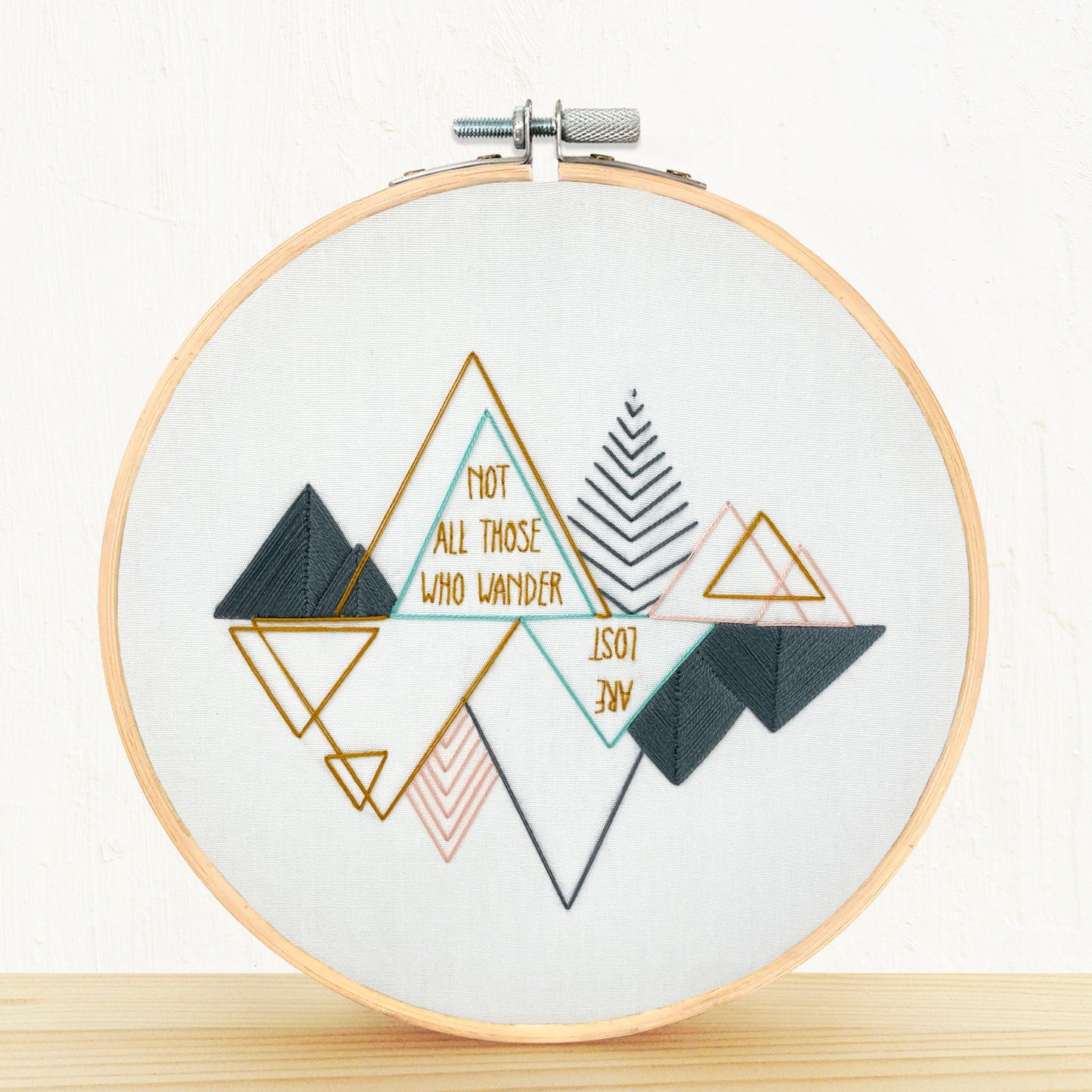 Not all those who wander are lost quote embroidery kit mountains nature