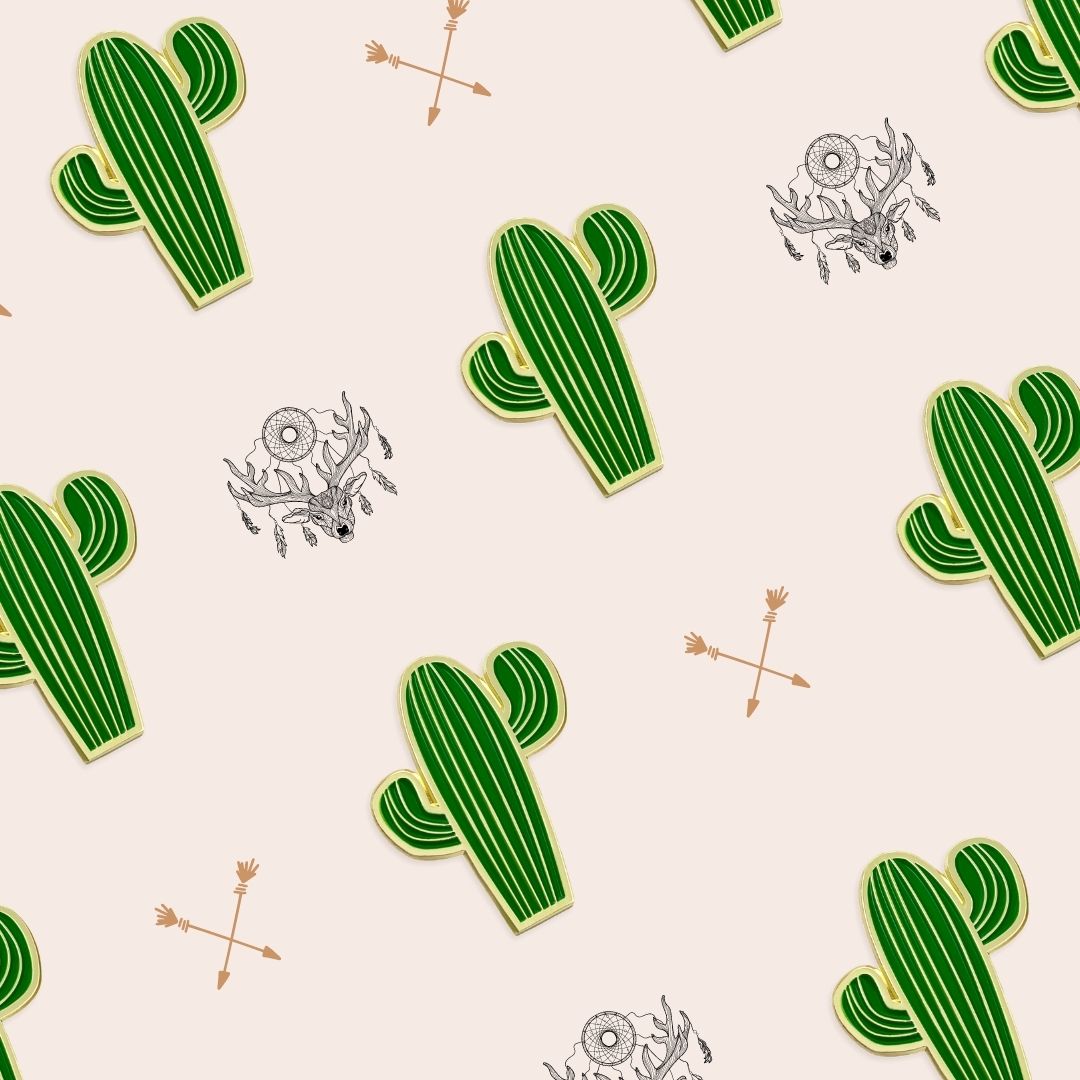 Green and Gold Cactus Magnetic Needle Minder