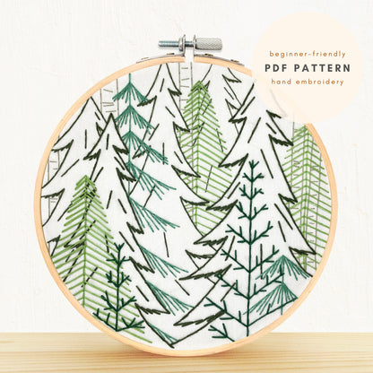 Into the Woods Forest Embroidery PDF Pattern Digital Download