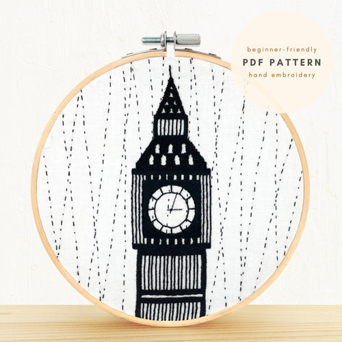 Big Ben London UK Great Britain Embroidery PDF Pattern Digital Download