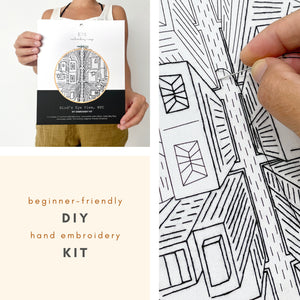Manhattan Streets Embroidery Kit Eco=friendly Packaging 