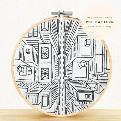 Bird's Eye View Geometric Modern Embroidery Art PDF Sewing Pattern