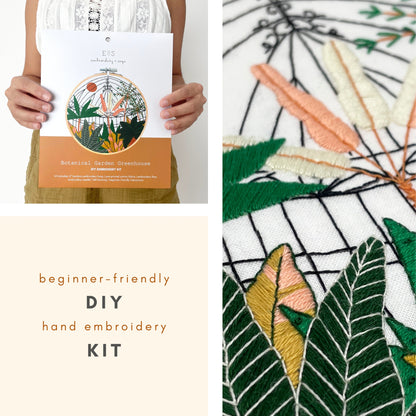 Eco-Friendly Botanical Garden Greenhouse Embroidery Kit Packaging