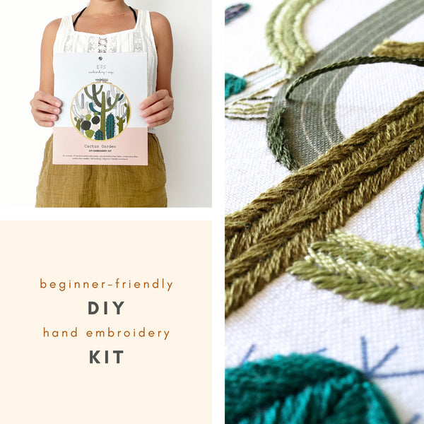 Load image into Gallery viewer, Cactus Garden Embroidery Kit with Eco-Friendly Sustainable Packaging
