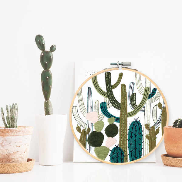 Load image into Gallery viewer, Cactus Embroidery Hoop art decoration

