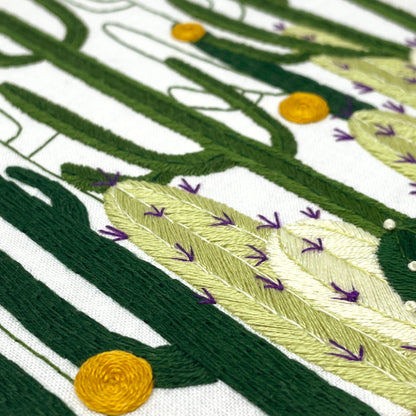 floral cactus plant embroidery stitches