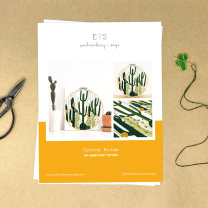 Cactus Bloom PDF Embroidery Pattern Craft Hand Sewing Project