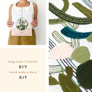 Cactus Garden Embroidery Kit with Eco-Friendly Packaging DIY Gift