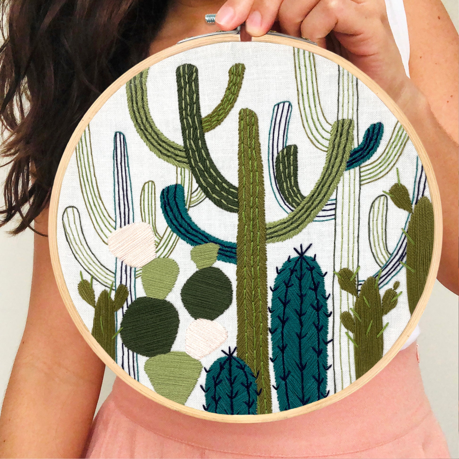 Cactus Garden Embroidery Hoop Art