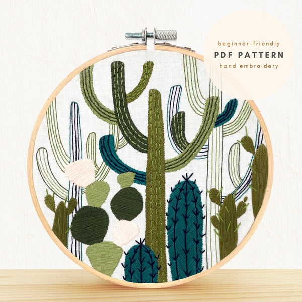 Load image into Gallery viewer, Cactus Garden PDF Embroidery Pattern Digital Download
