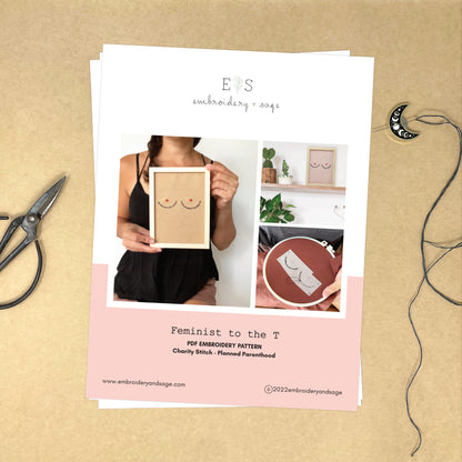 PDF Embroidery Pattern - Feminist to the T - Charity Stitch - Planned Parenthood