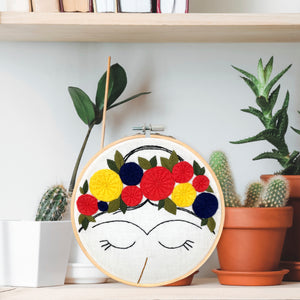 Frida Kahlo Hand Embroidery Modern Hoop Art Needlework