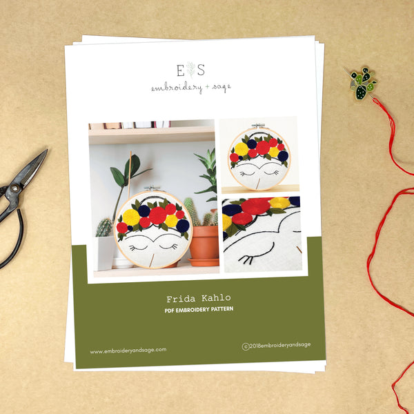 Load image into Gallery viewer, Frida Kahlo PDF Embroidery Pattern Craft Hand Sewing Project
