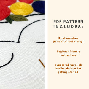 Frida Kahlo Embroidery PDF Pattern Details