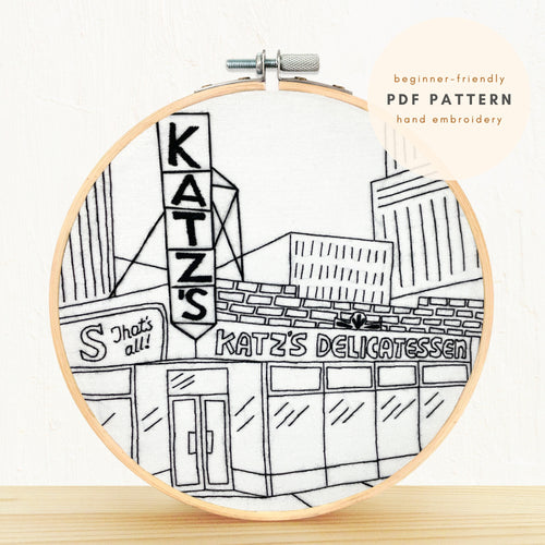 Katz's Deli New York City Embroidery PDF Pattern 