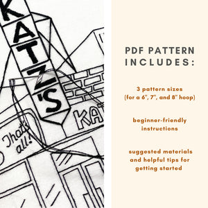 Katz's Deli New York City Embroidery PDF Pattern Details