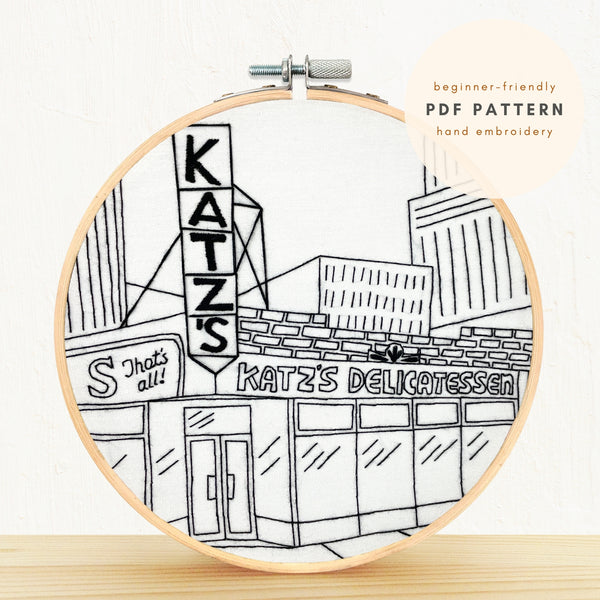 Load image into Gallery viewer, Katz&#39;s Deli New York City Embroidery PDF Pattern 
