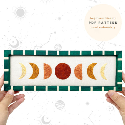 PDF Embroidery Pattern- Moonshine and Moon Phases (two patterns in one)!