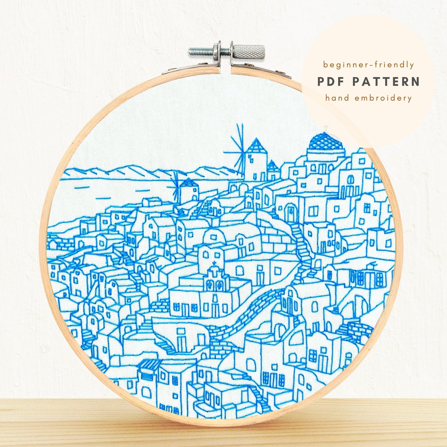 PDF Embroidery Pattern- Oia, Santorini | Greece