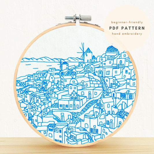 PDF Embroidery Pattern- Oia, Santorini | Greece