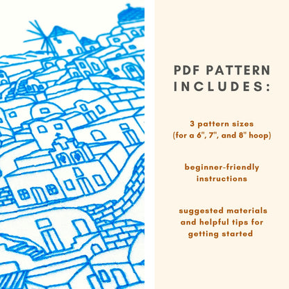 PDF Embroidery Pattern- Oia, Santorini | Greece