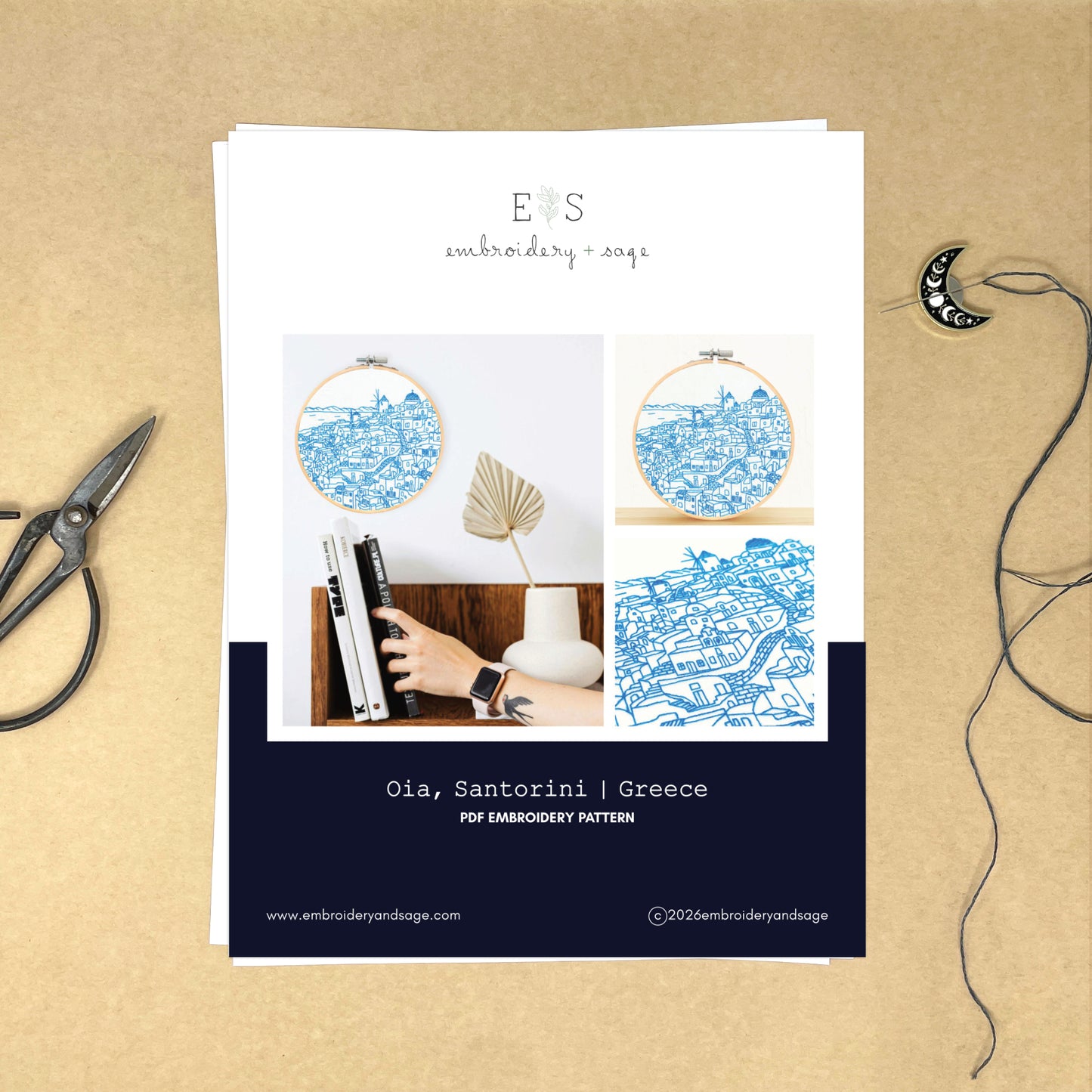 PDF Embroidery Pattern- Oia, Santorini | Greece