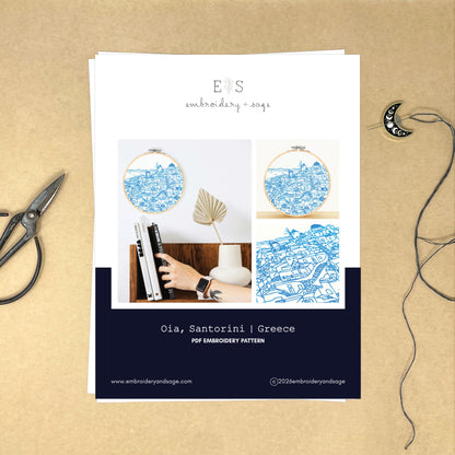 PDF Embroidery Pattern- Oia, Santorini | Greece