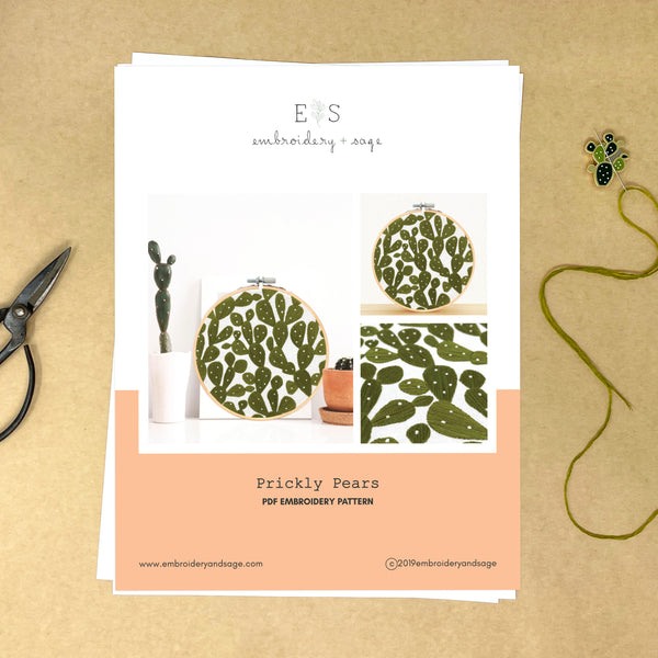 Load image into Gallery viewer, Prickly Pears Embroidery PDF Pattern Hand Sewing Craft Project
