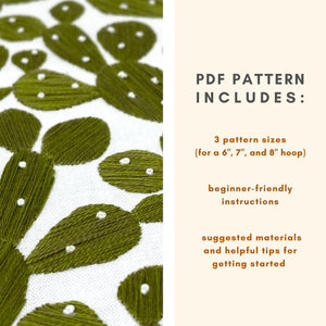 Prickly Pears Cactus Embroidery PDF Pattern Details