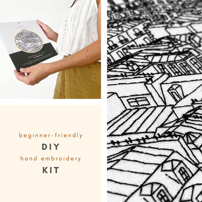 Rooftops of Paris Hand Embroidery Kit Eco-Friendly Packaging