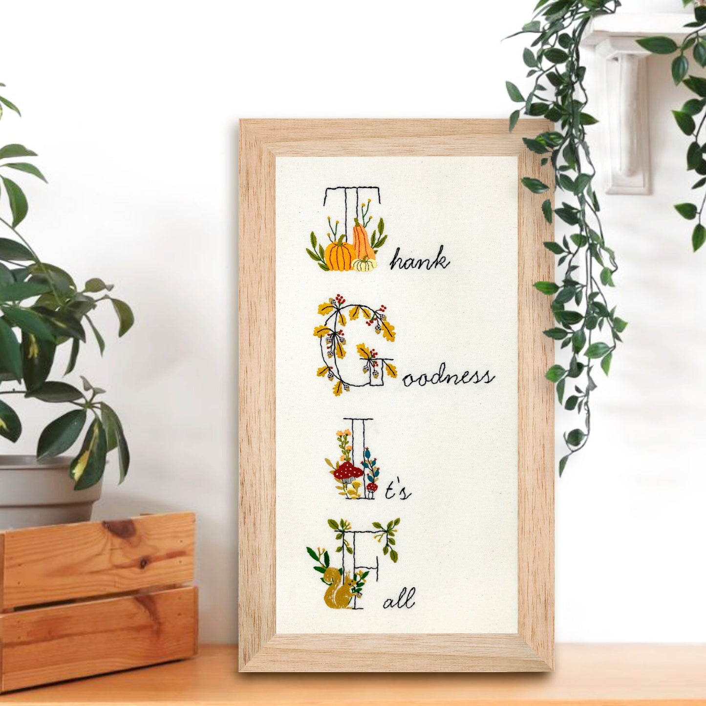 PDF Embroidery Pattern- TGIF - Thank Goodness It's Fall