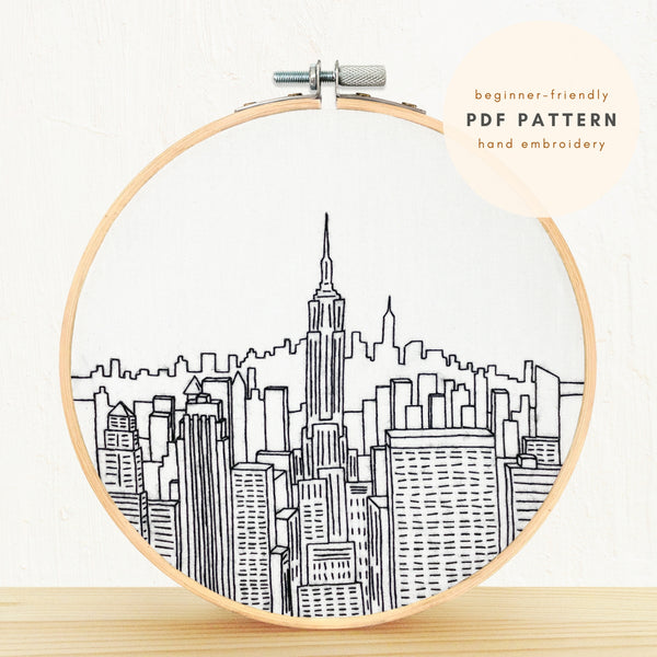 Load image into Gallery viewer, Top of the Rock NYC Skyline PDF embroidery Pattern Digital Download Craft Project

