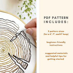 Tree Rings Hand Stitching Embroidery PDF Pattern Details