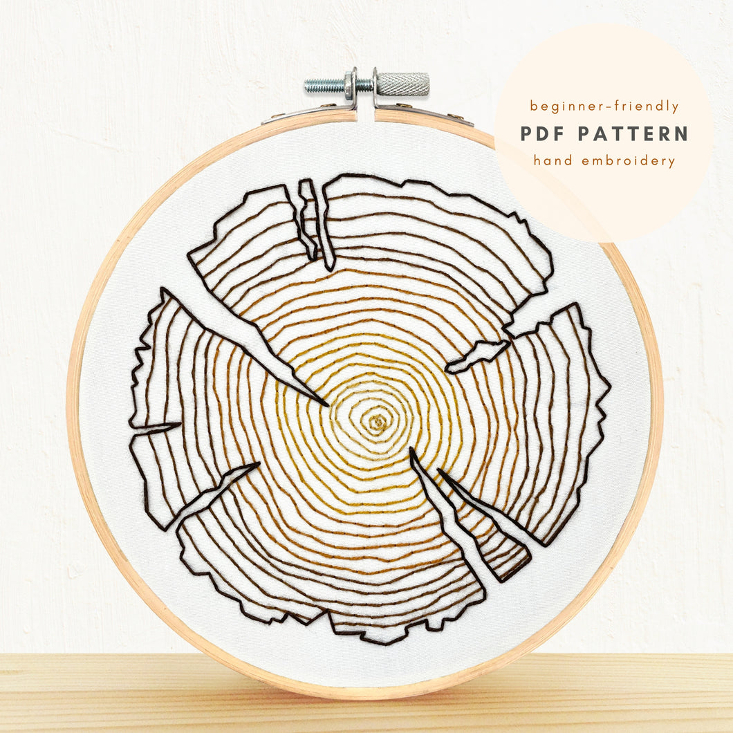 Tree Rings Embroidery PDF Pattern Digital Download
