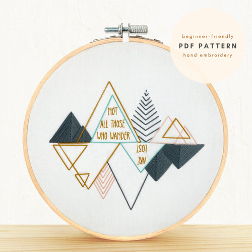 Wanderlust Mountain Embroidery PDF Pattern Digital Download 