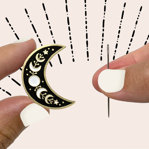 Load image into Gallery viewer, moon and stars celestial sewing accessory needle keeper
