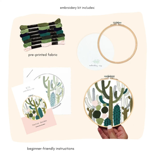 Load and play video in Gallery viewer, Cactus Garden DIY full embroidery kit 
