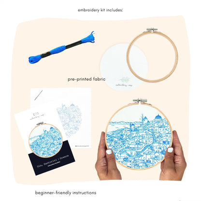 NEW! Oia, Santorini | Greece - embroidery kit