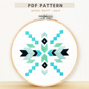 PDF embroidery Pattern aztec blue tribal