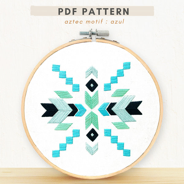 Load image into Gallery viewer, PDF embroidery Pattern aztec blue tribal
