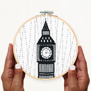 london city embroidery hoop art