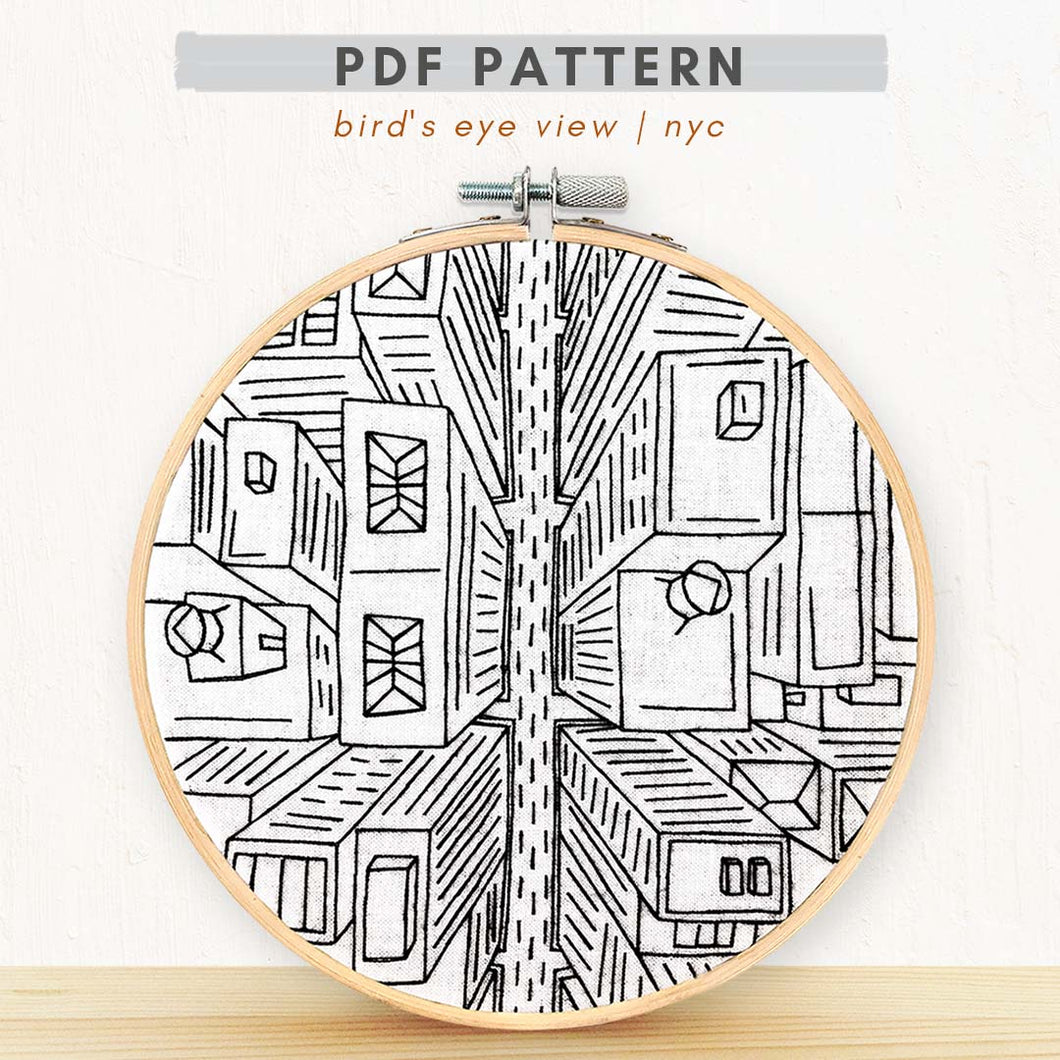 PDF embroidery Pattern nyc bird's eye view