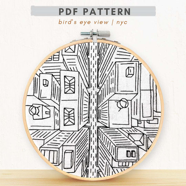 Load image into Gallery viewer, PDF embroidery Pattern nyc bird&#39;s eye view
