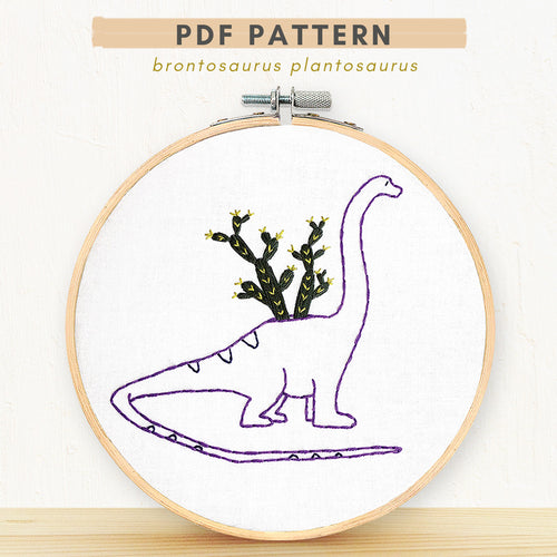 PDF embroidery Pattern brontosaurus succulent 