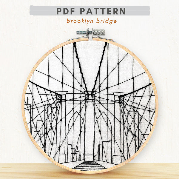Load image into Gallery viewer, PDF embroidery Pattern nyc brooklyn bridge
